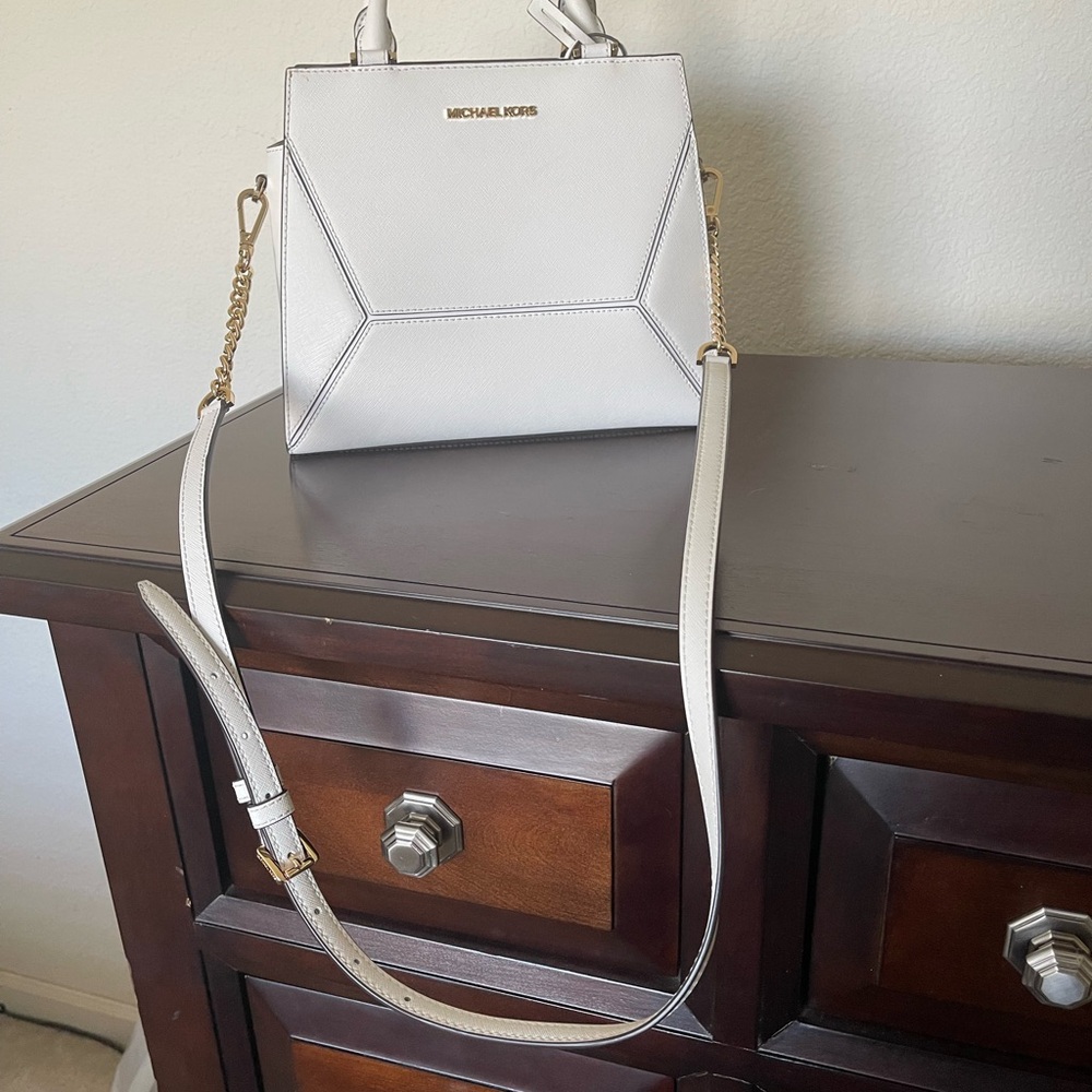 Michael Kors White Satchel with Gold Accents - Picture 5 of 7